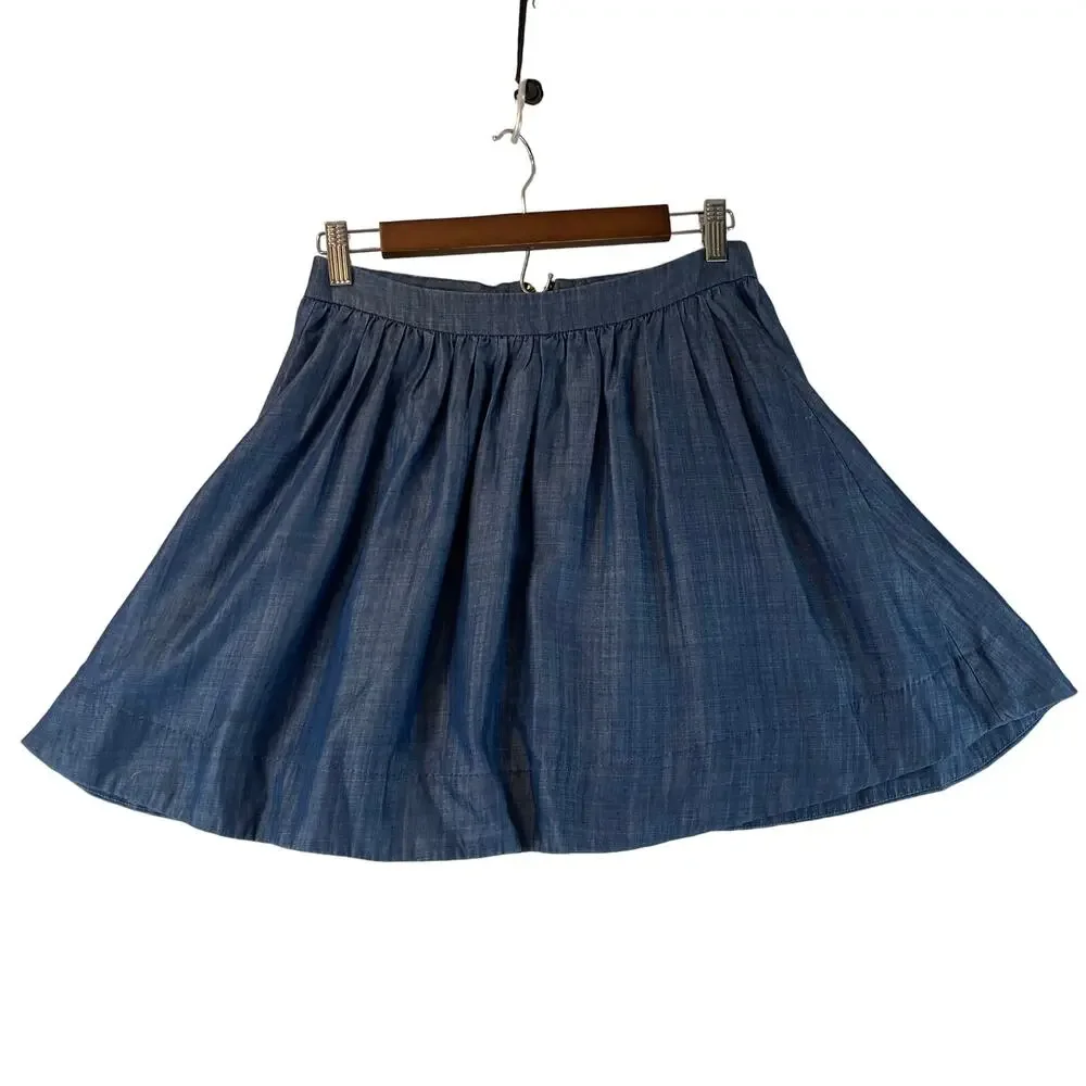 Kate Spade Girls Mini Skirt SZ 14 Chambray Blue Full Zipper Closure EUC💗